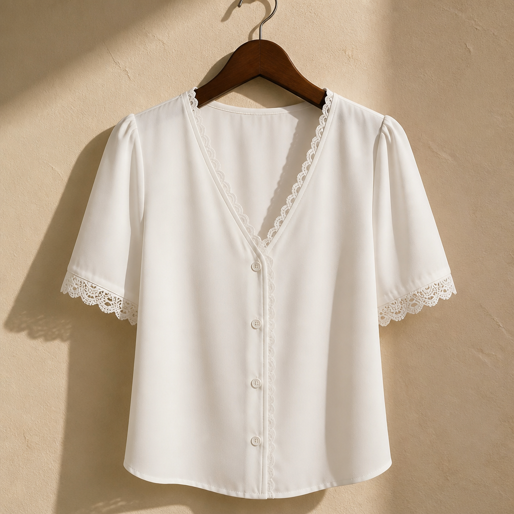 Temperament Loose Woman Shirt Fashion Casual Blouse Elegant short Sleeve Woman Shirt Holiday Weekend Top, isolé