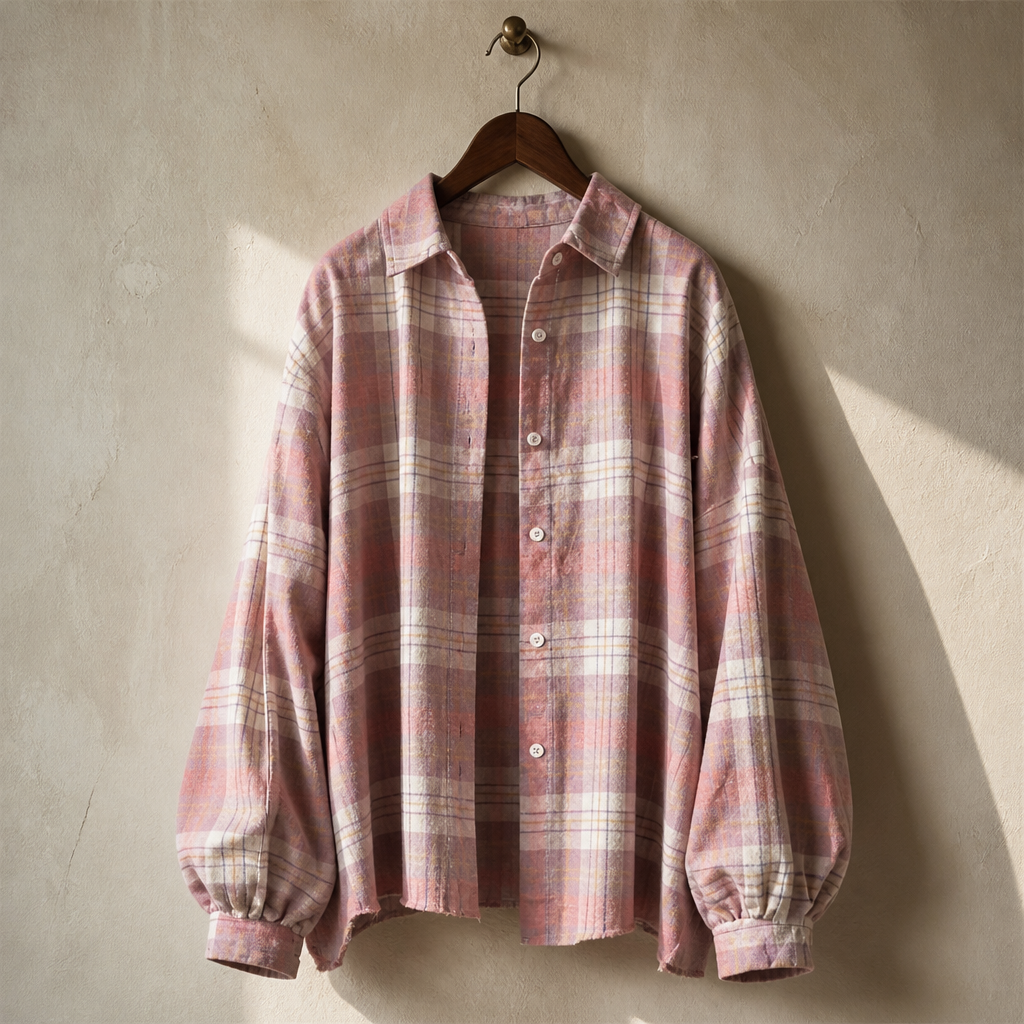 Women Tartan Shirt Long Sleeve Collared Button Up Oversized Plaid Shirt Jacket Grunge Fashion Teenage Girl Spring Summer Outfit, isolé