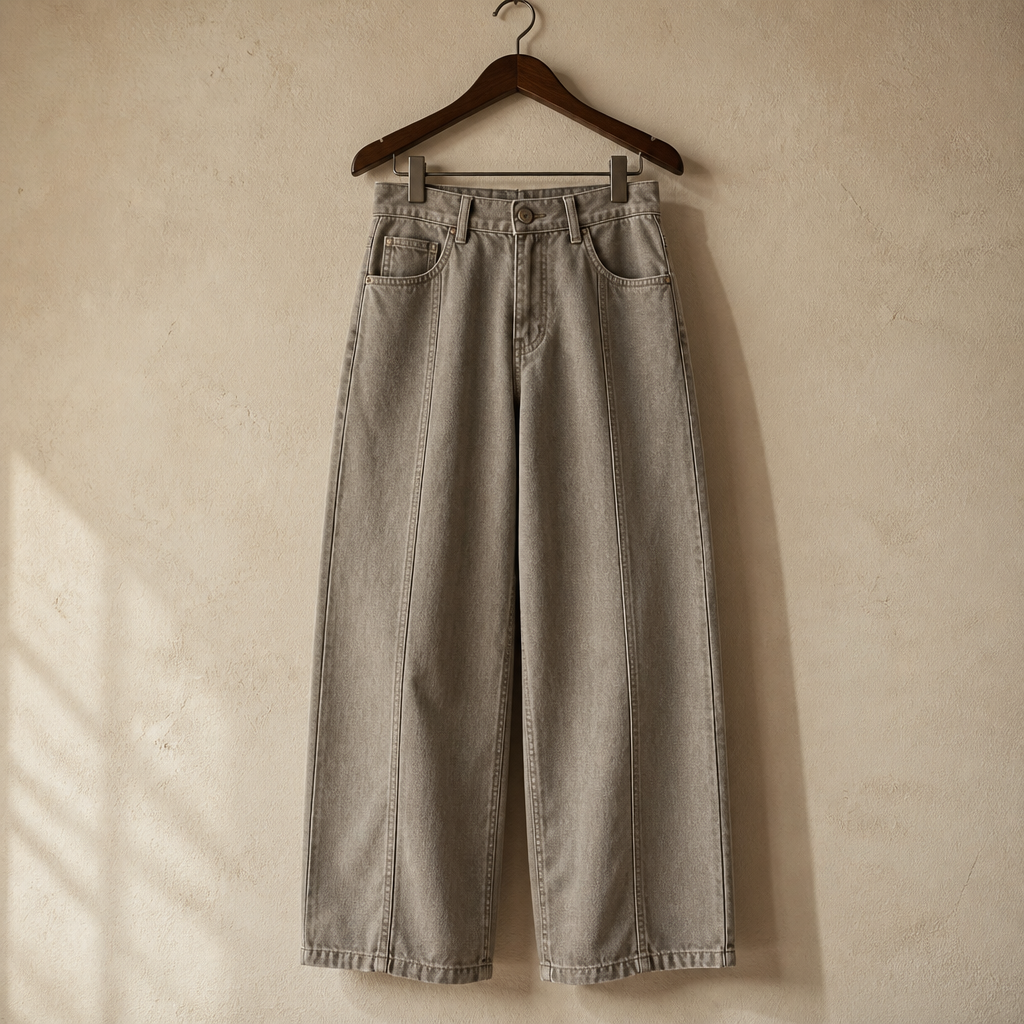 CHIC VEN Korean Women Jeans Solid Loose Casual Retro High Waist Wide Legs Denim Pants Ladies Trousers Spring Autumn 2026, isolé
