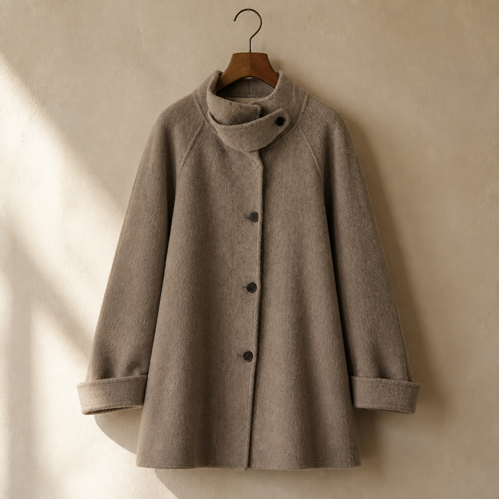 CHIC VEN Korean Women Woolen Coat Single Breasted Loose Stand Collar Belt Long Double-sided Ladies Overcoat Autumn Winter 2024, isolé