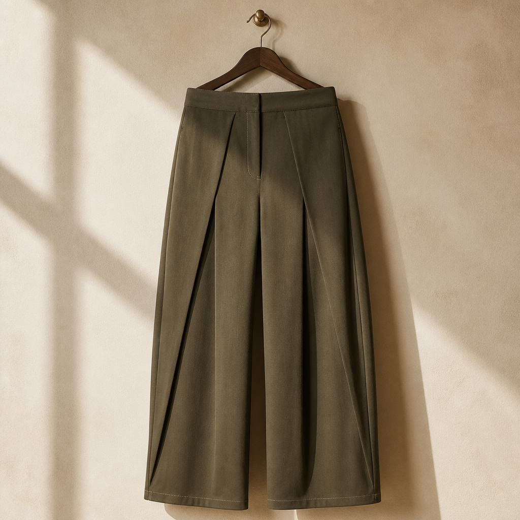 HXAO Women's Pants Baggy Wide Pants For Woman Minimalist Pleated Stripe Casual Pants Women Office Green Oversize Suit Trousers, isolé