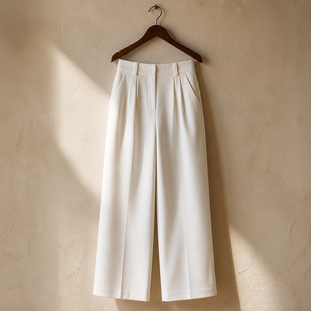 Women High Waist Pleated Wide Leg Suit Pants Loose Straight Office Trousers Solid Color Elegant Floor Length Casual Streetwear, isolé