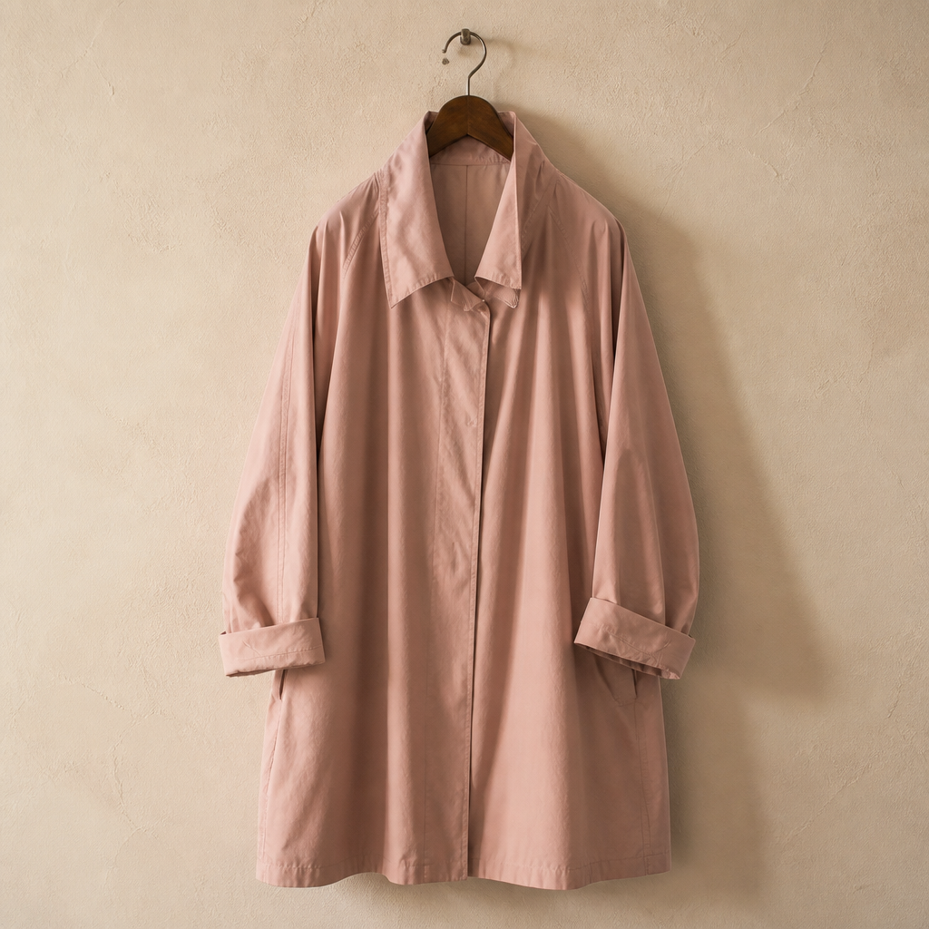 Lautaro Spring Autumn Long Oversized Thin Pink Trench Coat for Women Single Breasted Elegant Chic Luxury Designer Clothing 2026, isolé