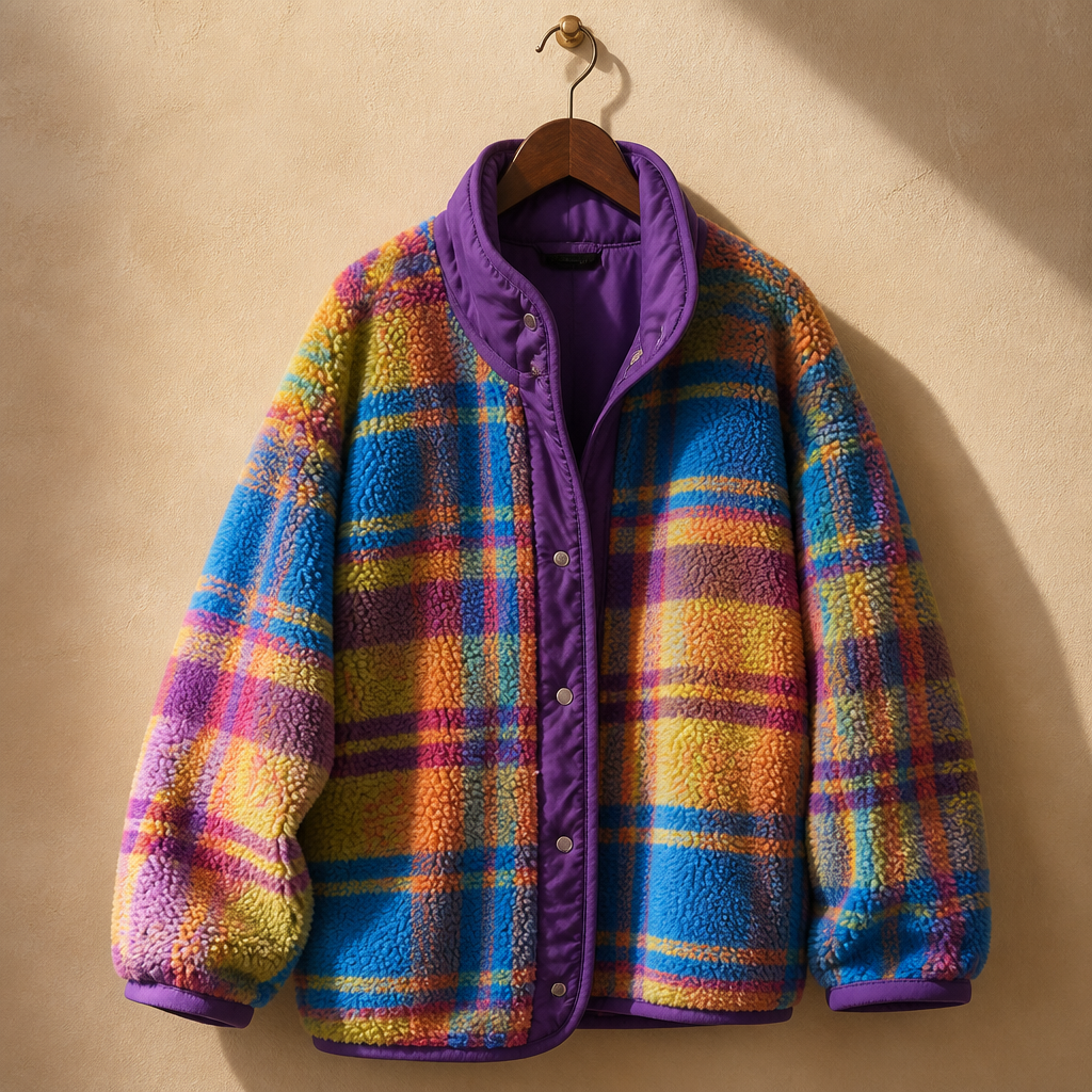 Women Coat Polar Fleece Plaid Autumn Winter Fashion Thick Vintage Casual Women Jacket Euro-America Style, isolé
