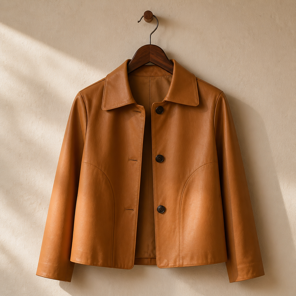 Women's Sheepskin Short Tops Harajuku Fashion Jassen Dames Slim Jaqueta De Couro Legítimo Square Collar Trendy Streetwear Coat, isolé