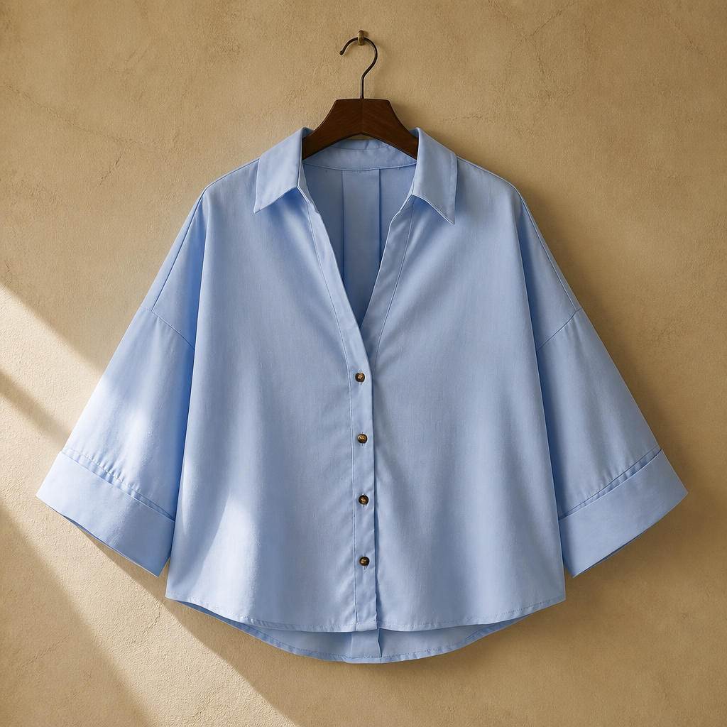KONDALA Minimalist Casual Loose Shirt Women New 2026 Trendy Commute Wide Sleeves Shirt Spring Summer Fashion Holidays Lady Shirt, isolé