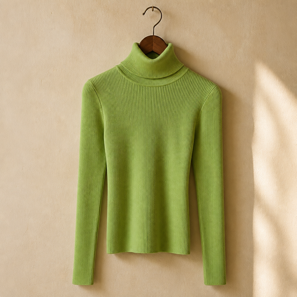2026 Autumn Winter Thick Sweater Women Knitted Ribbed Pullover Sweater Long Sleeve Turtleneck Slim Jumper Soft Warm Pull Femme, isolé