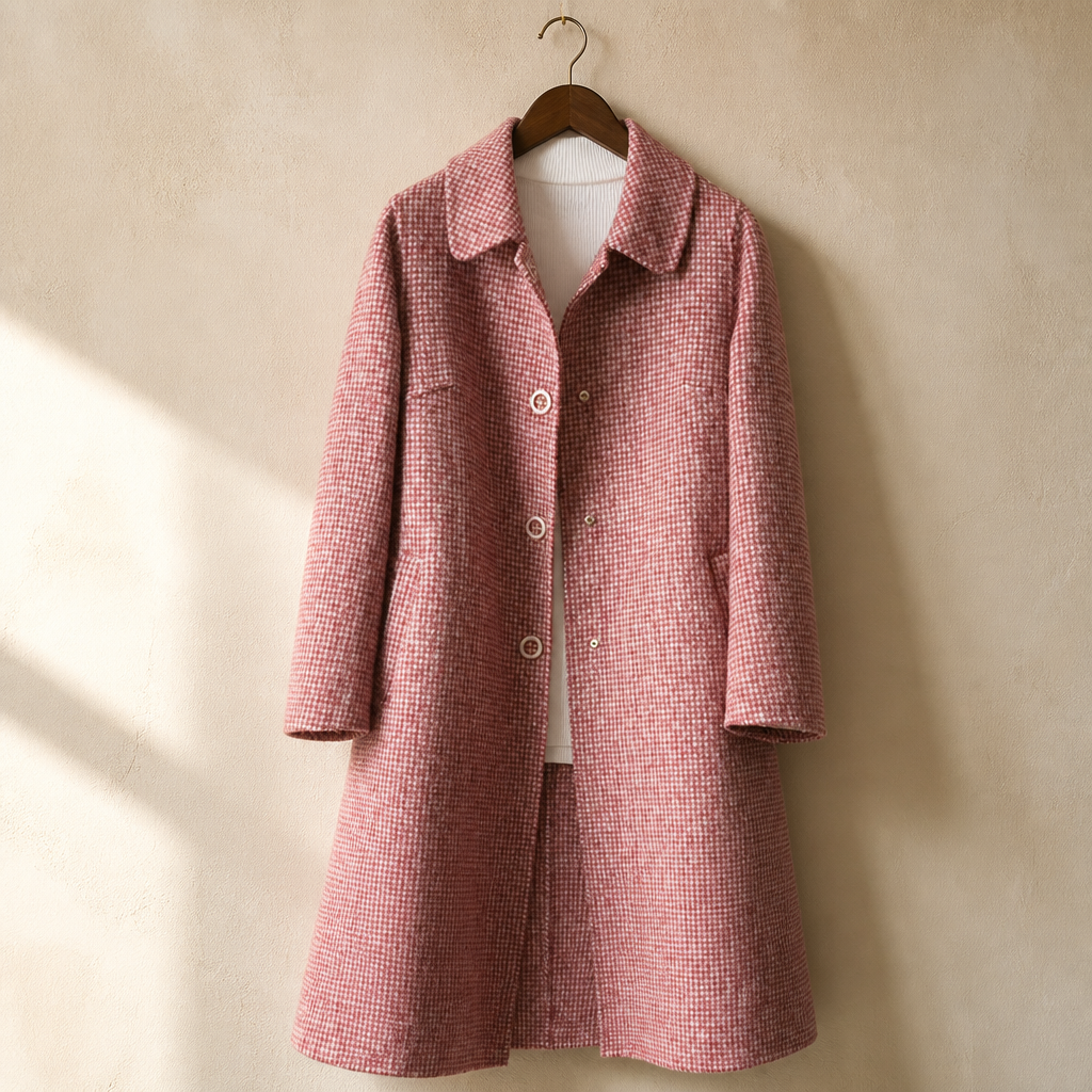 New Women Jacket Winter Woolen Coat Elegant Turn Down Collar Plaid Long Woolen Coat Single-breasted Warm Coat Casaco Feminino, isolé