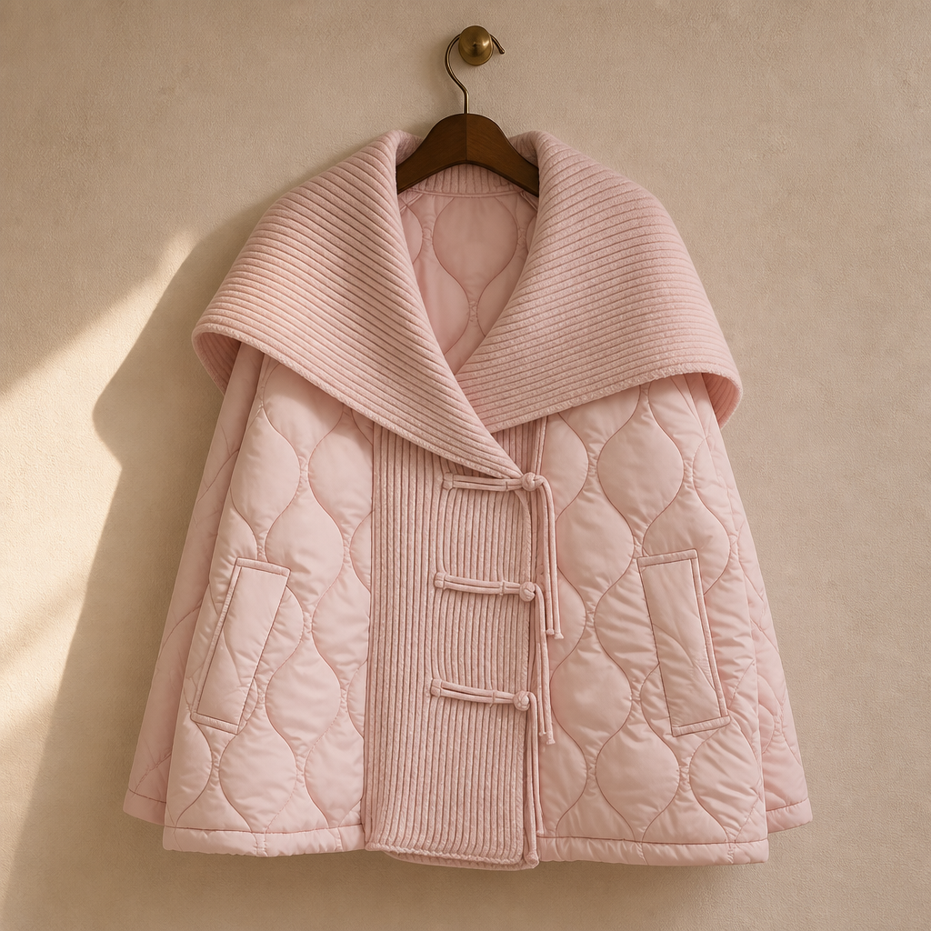 Women's Knitted Quilted Cardigan Jacket with Lapel Collar, Sweet Loose Shawl Top for Autumn Winter 2026 Fashion (Model Z3310) ﻿, isolé