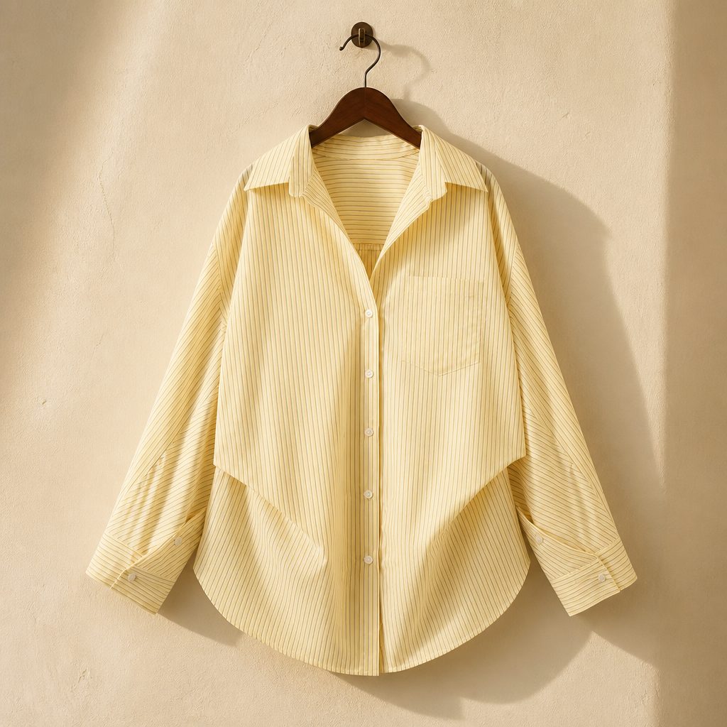2026 Women's New Spring Striped Lapel Button Down Shirt, Casual and Versatile for Daily Outings, Effortless Style, isolé