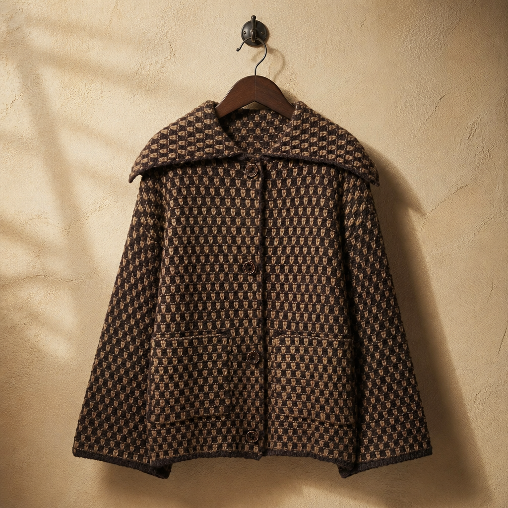 2026 New Autumn Brown Long Sleeve Knitted Cardigans Women Elegant Lapel Single Breasted Loose Sweater Coat Knitwear Korean Style, isolé