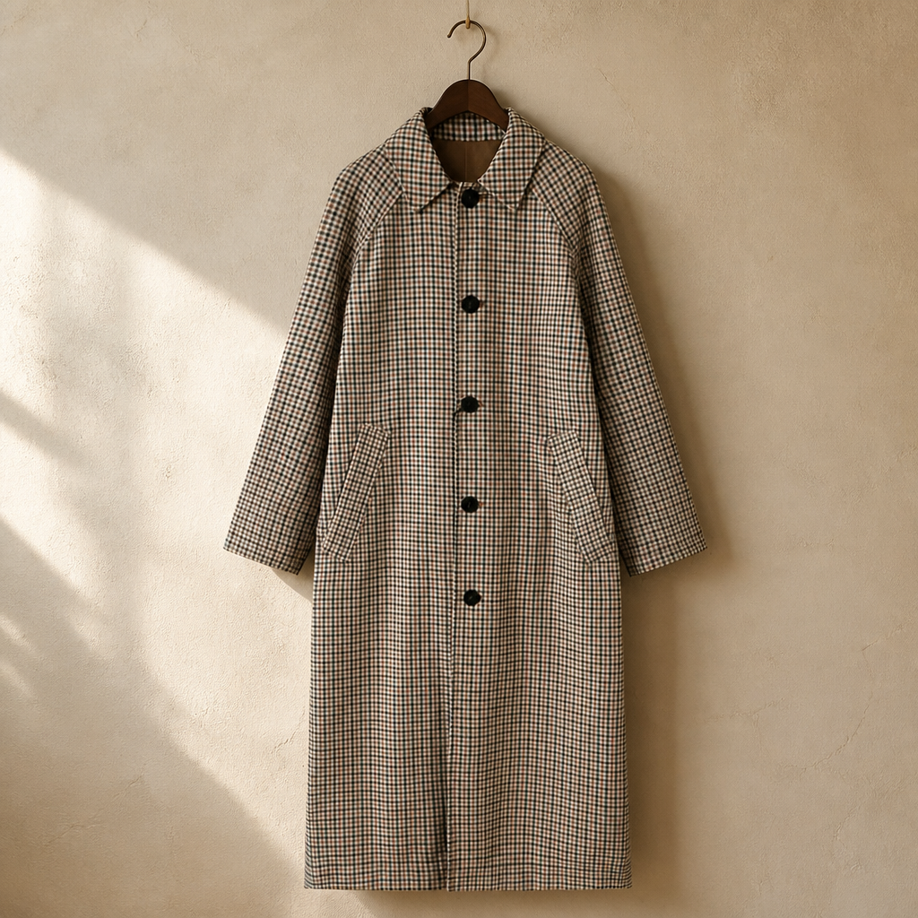 Double Sided Plaid Long Jackets For Women Single Breasted Long Sleeve Commute Street Female Trench Coat 2025 Autumn Chic Outwear, isolé