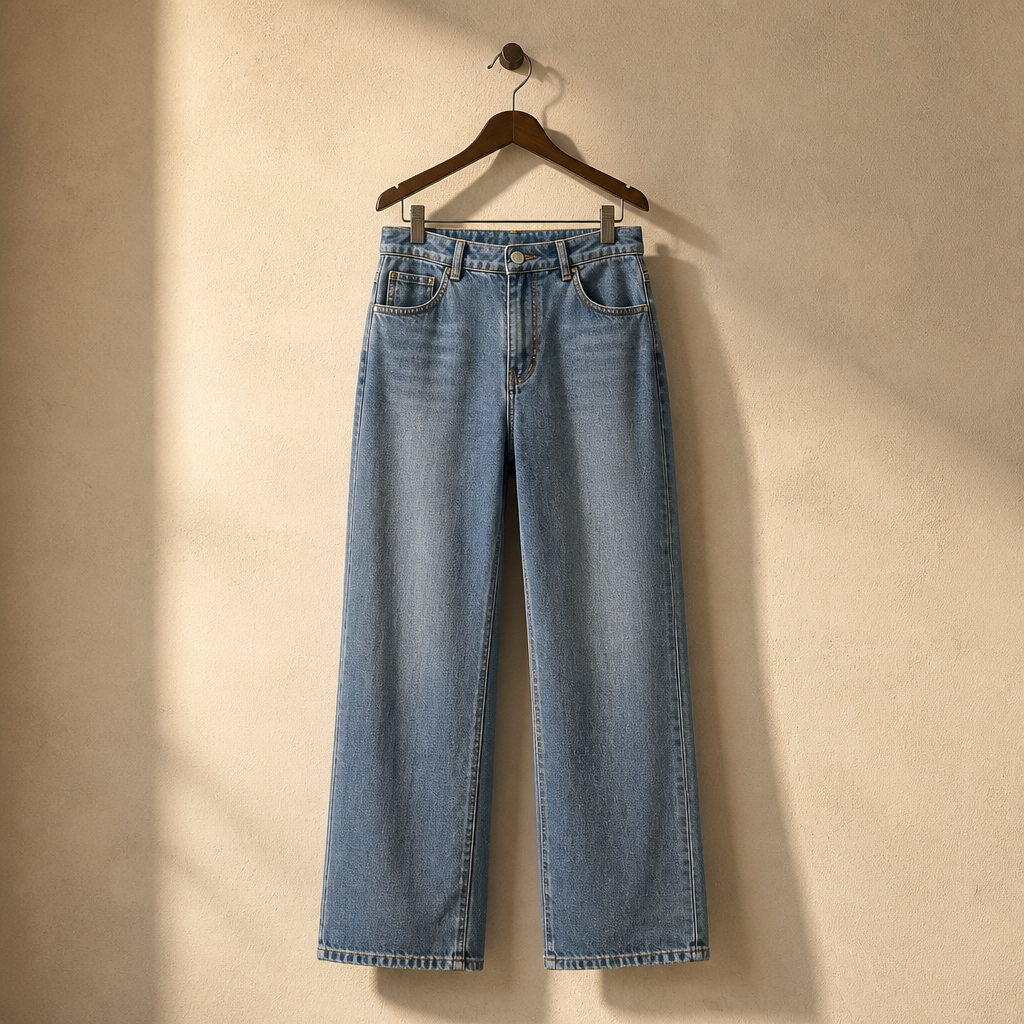 FSLE High Waist Straight Jeans For Women Spring 2025 New Design Retro Style Versatile Casual Chic Pants Streetwear Trousers, isolé