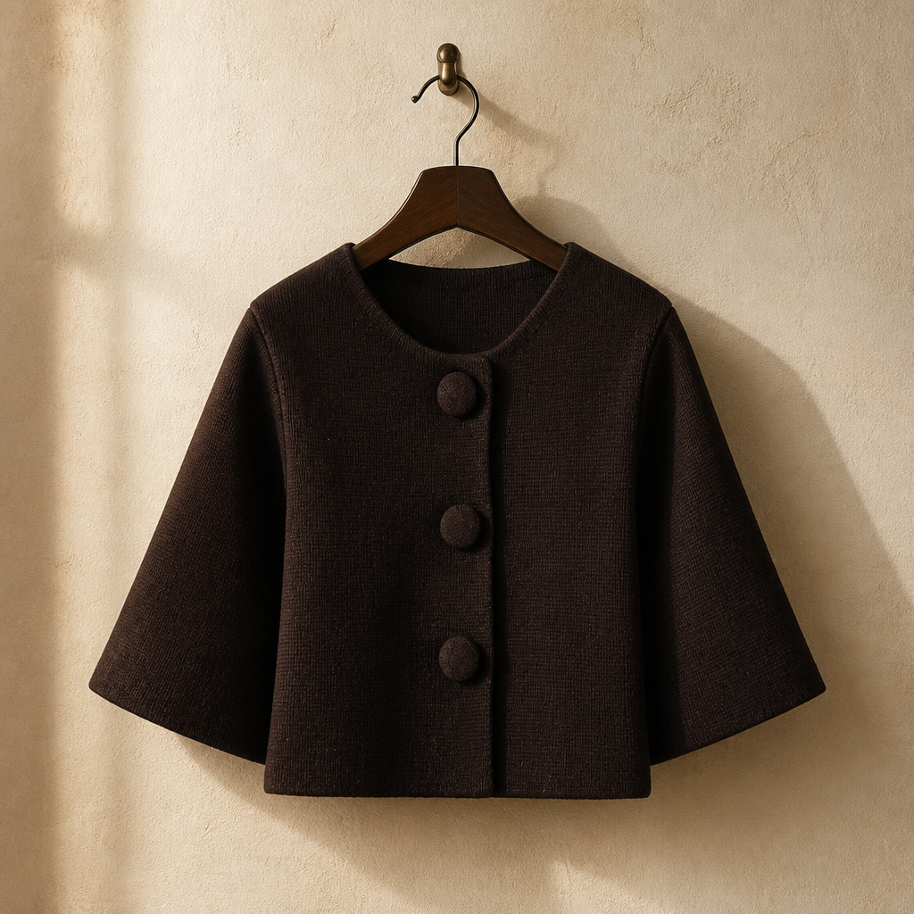 Nlzgsmj 2026 Women Fashion Brown Button Decoration Knitted Sweater Vintage Short Sleeves Female Leisure Lady Sweaters Y2k, isolé