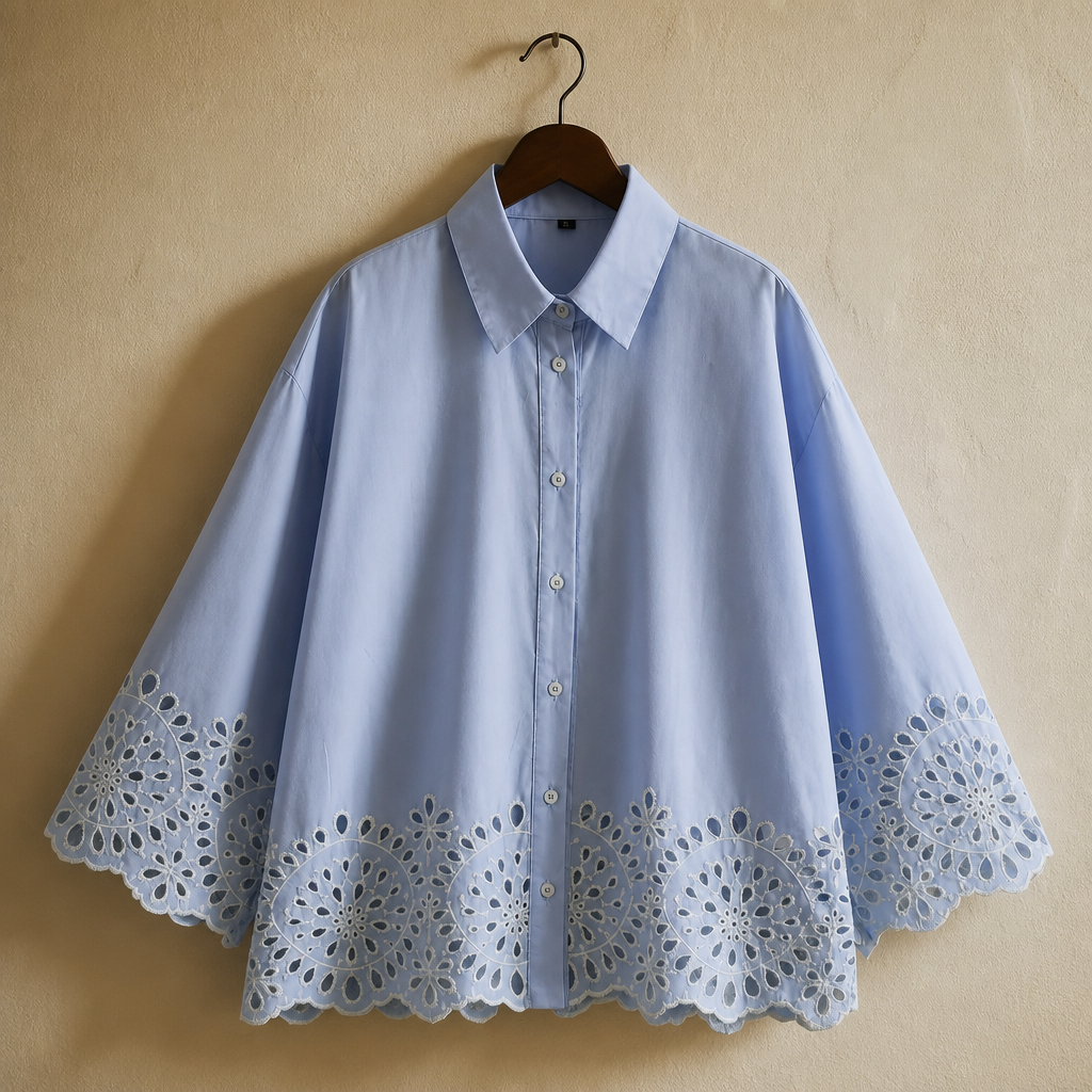 NLZGMSJ 2025 Women's Spring Hollow Embroidery Shirt Long Sleeve Short Shirts & Blouses Fashion Casual Tops For Female Shirts, isolé