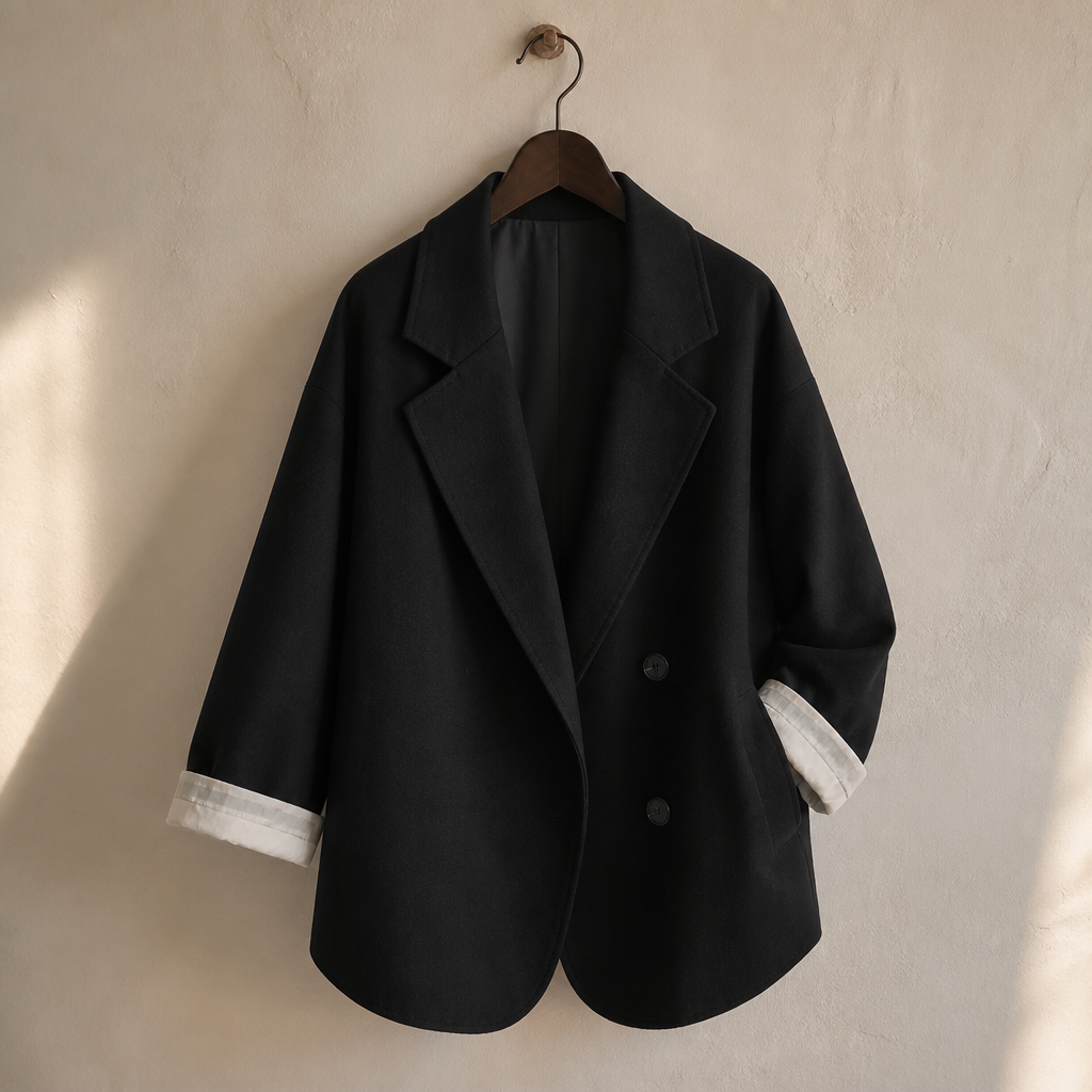 New 2025 Vintage Loose Women Solid Blazer Autumn Chic Double Breasted Female Long Sleeve Suit Jackets Stylish Ladies Blazers, isolé