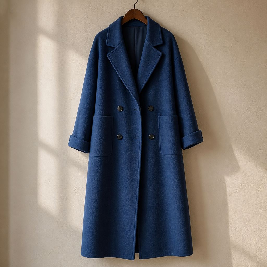 Winter Trench Coat For Women 2026 New Fashion Korean Casual Wool Coat Navy Blue Lace-up Long Jacket Black Woman Coat With Blet, isolé