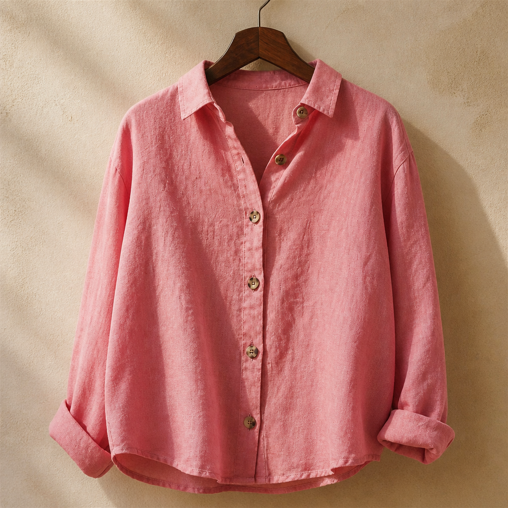 Casual Long Sleeve Cotton Linen Loose Women's Blouse Elegant Solid Vintage Harajuku Button Up Shirt Streetwear Oversized Tops, isolé