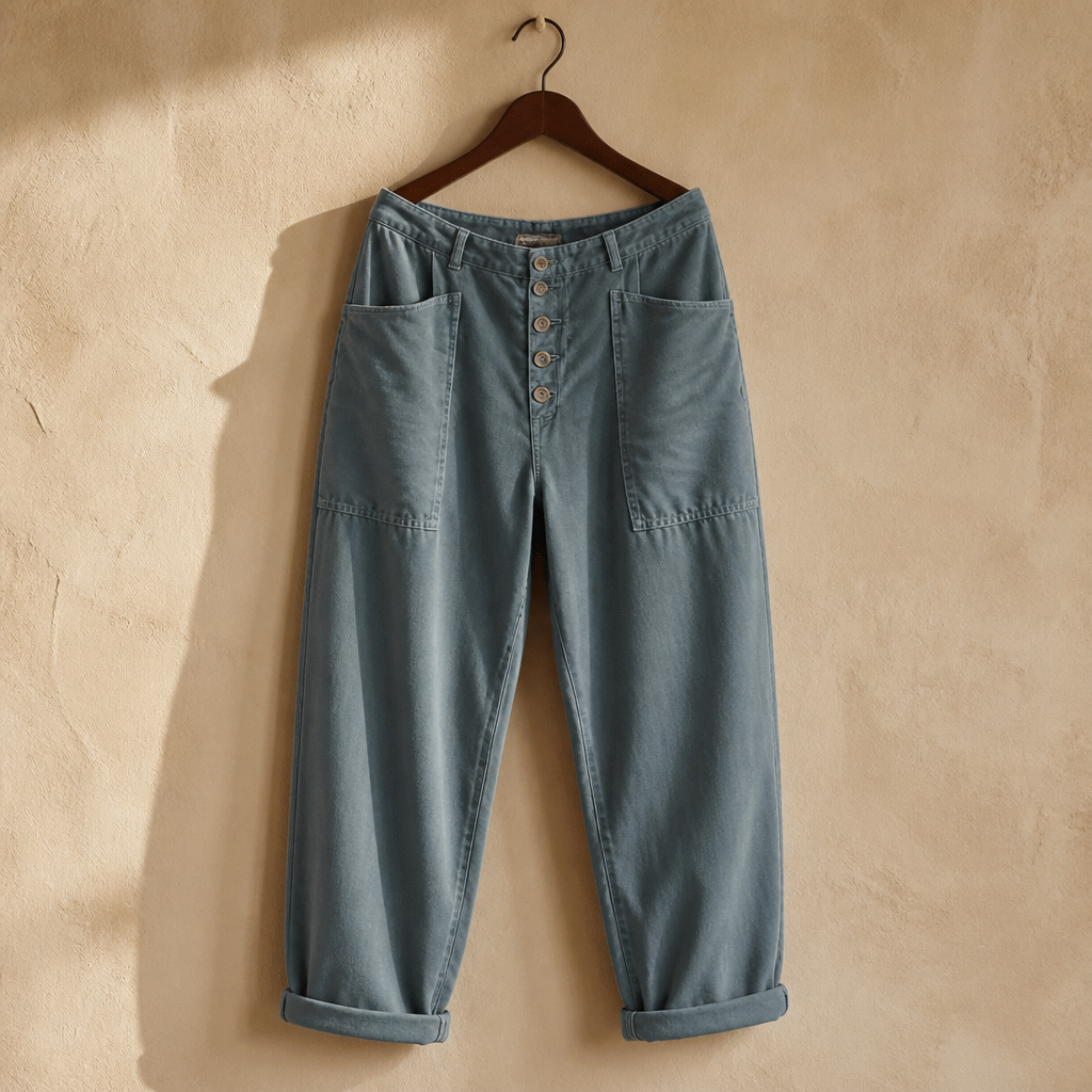 Women's Trousers Loose Solid Color Cotton Linen Button Pocket Breathable Basic Street Fashion Casual Pants, isolé