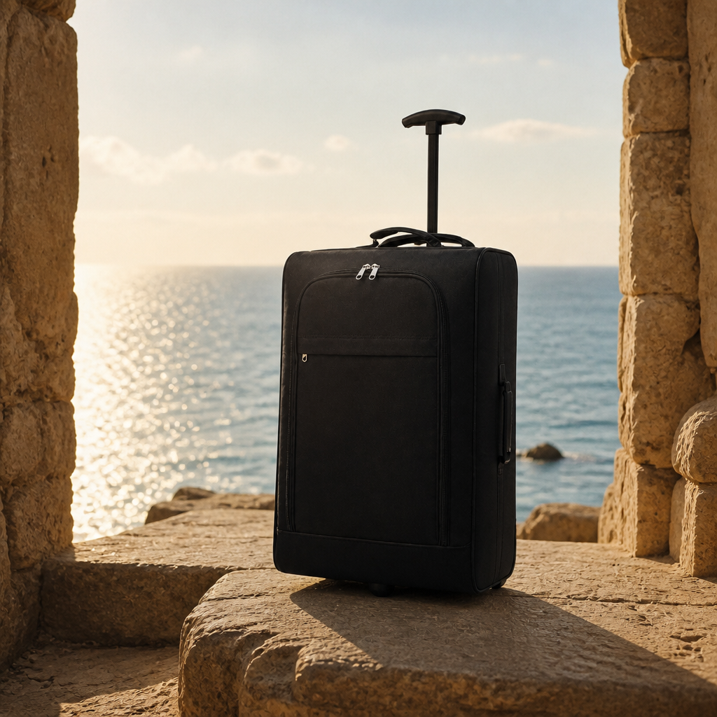 Valise cabine souple noire — Germaine, photo lifestyle