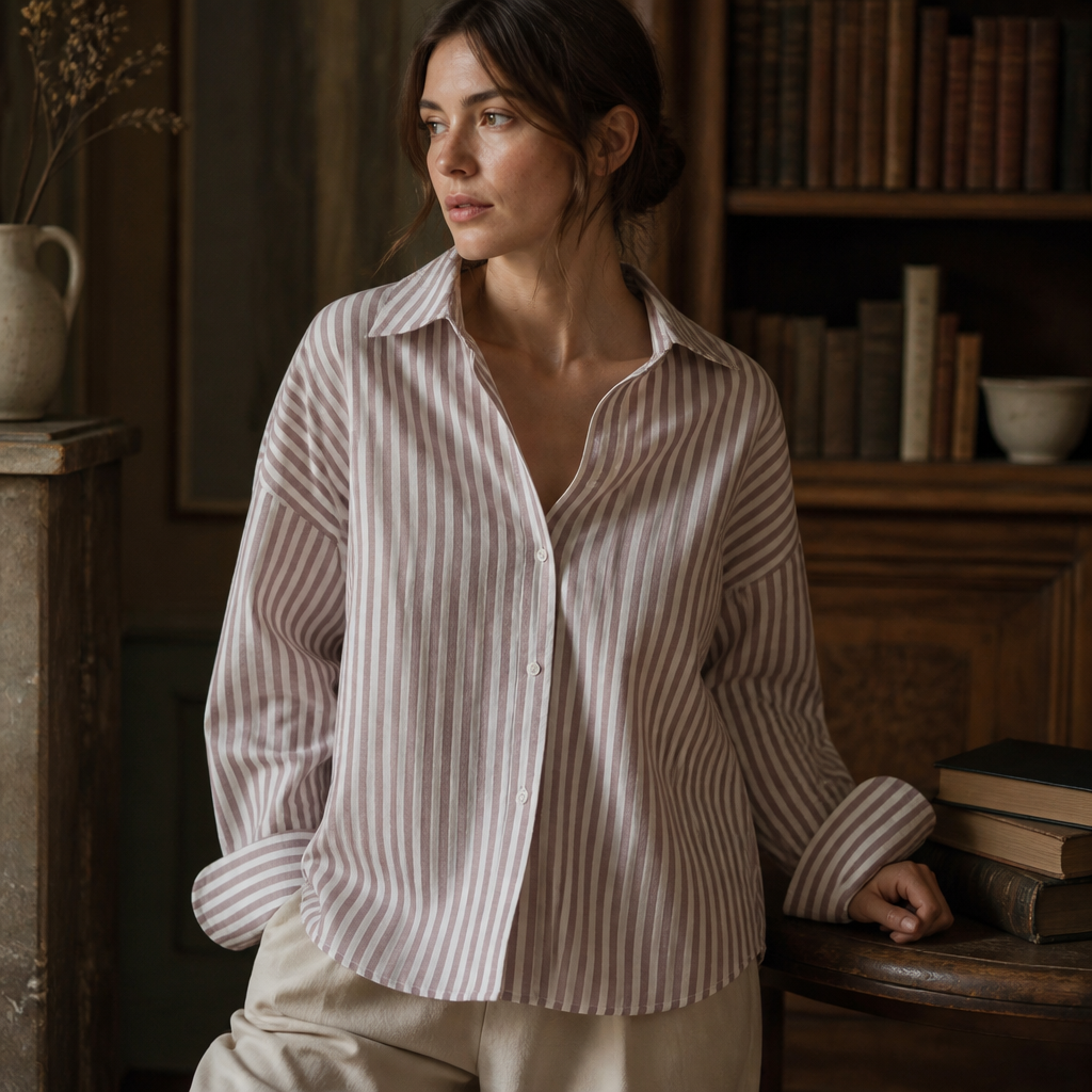 MUJER Striped Women's Shirt White Loose Casual Shirts for Women Summer Button up Shirts and Blouses Woman Wide Sleeve Ladies Top, lifestyle