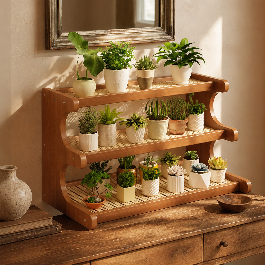 2/3Layer Kitchen Utensil Classification Rack Countertop Water Cup Storage Rack Solid Wooden Storage Rack Living Room Cup Holder, lifestyle