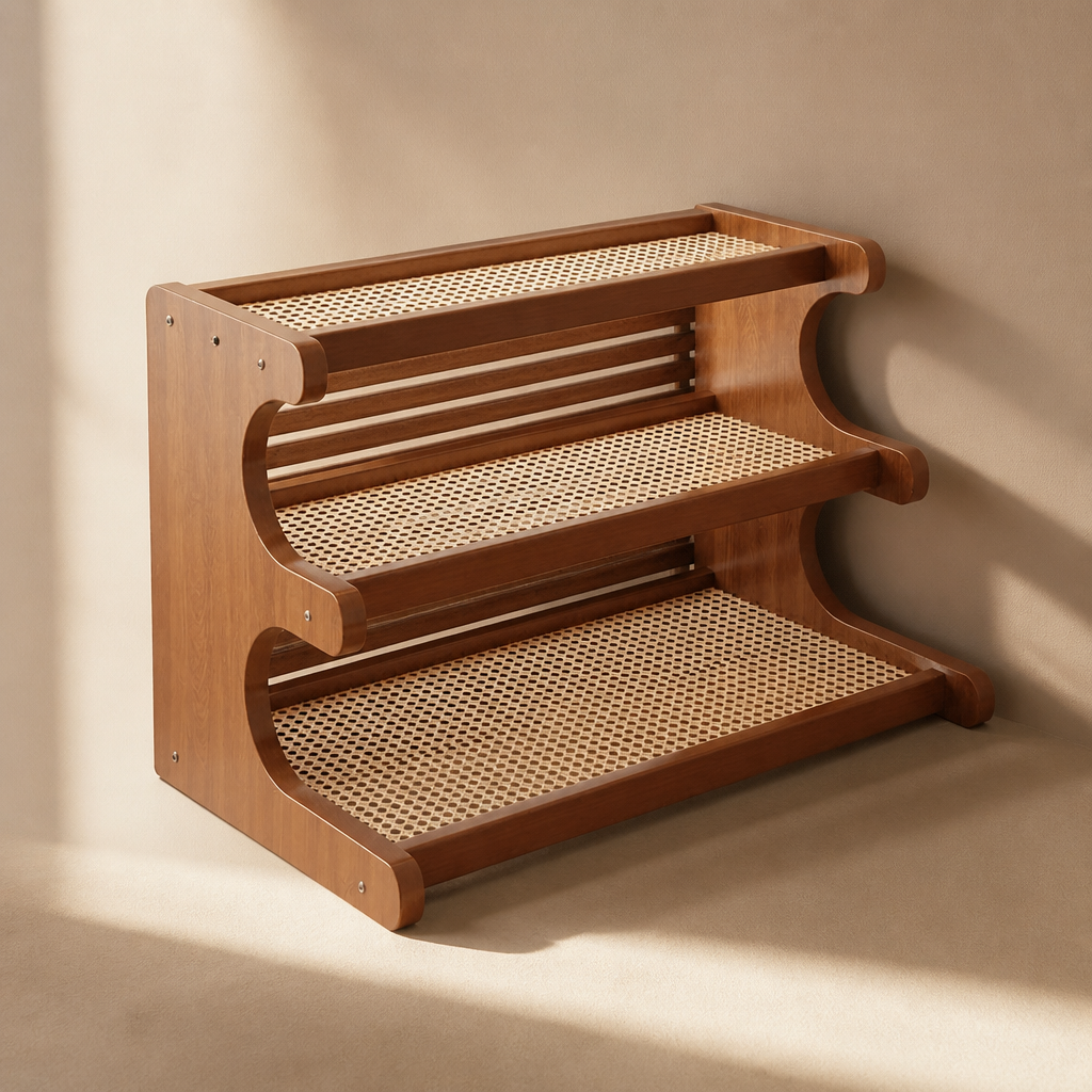 2/3Layer Kitchen Utensil Classification Rack Countertop Water Cup Storage Rack Solid Wooden Storage Rack Living Room Cup Holder, variante 3 layers 30cm