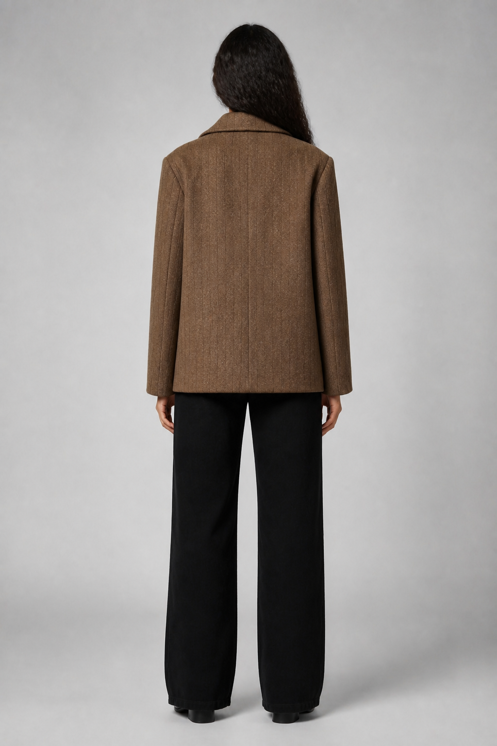 Blazer oversize en laine marron - Brown, studio dos