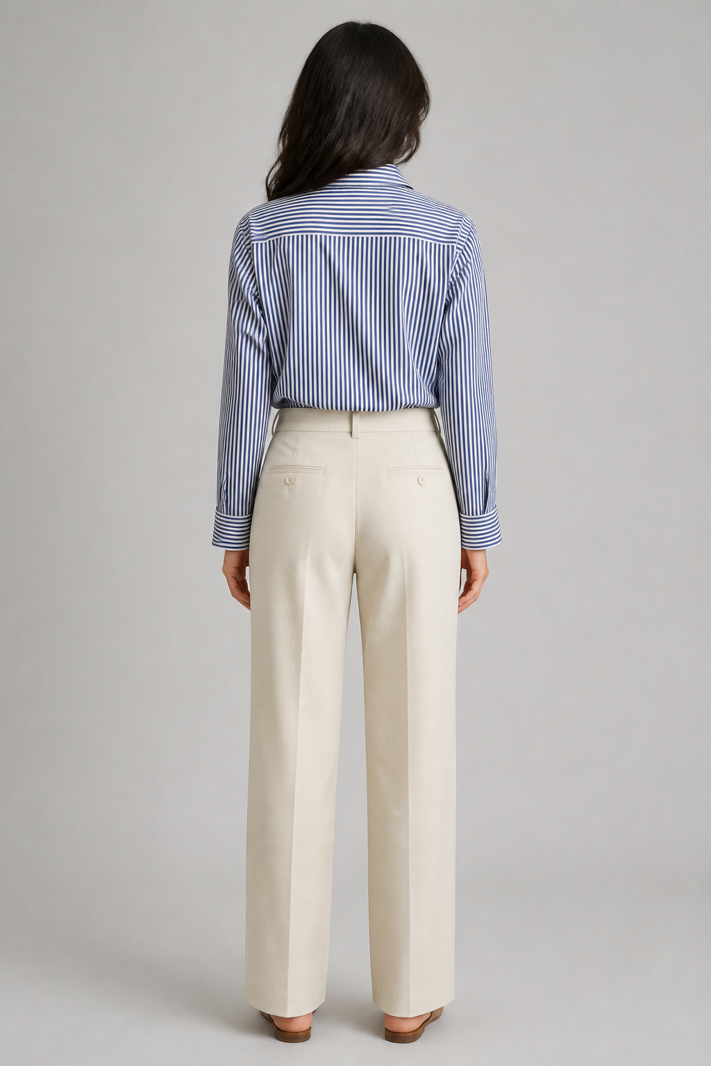 Chemise rayée à manches longues bleu ciel, studio dos