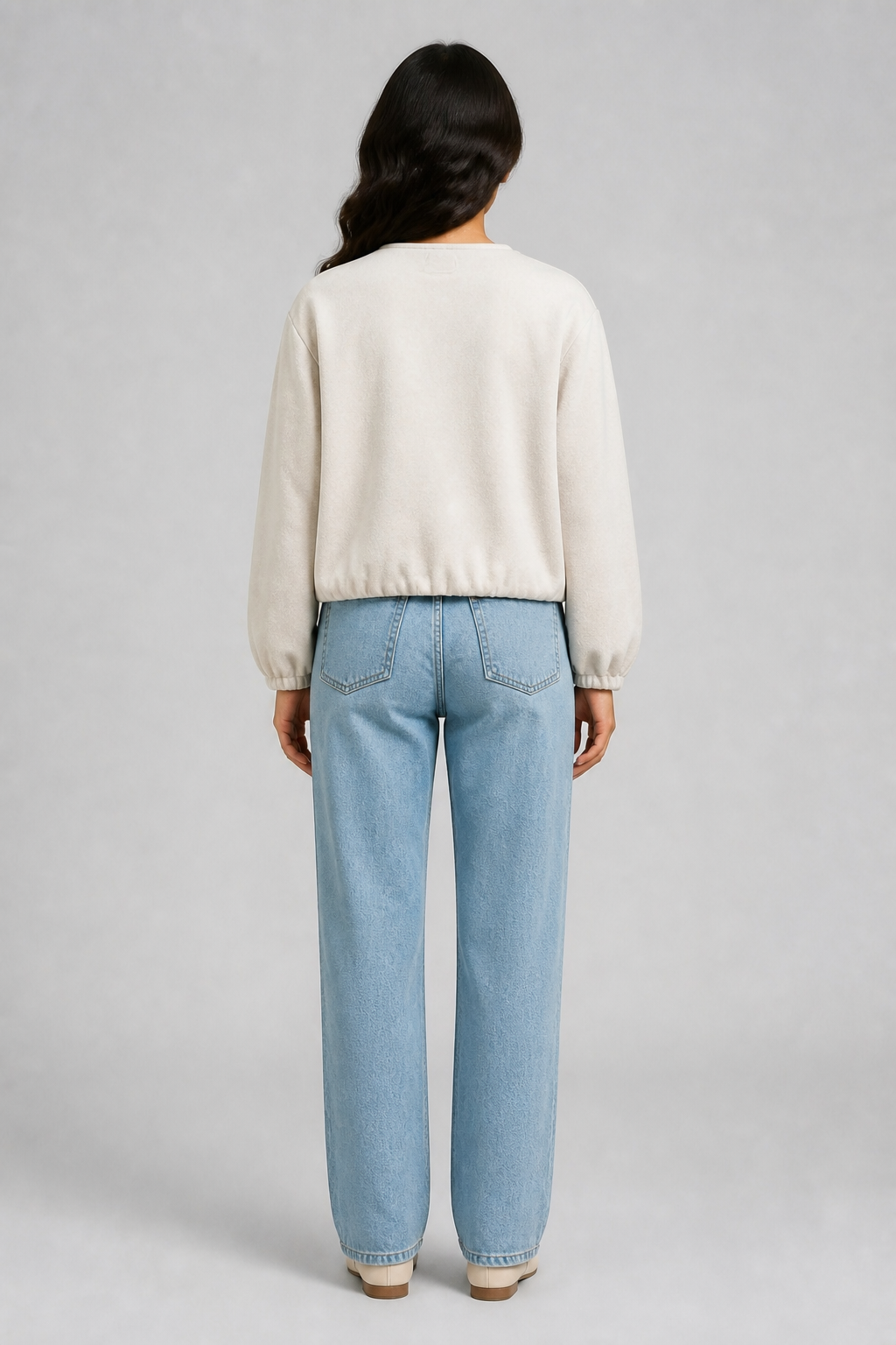 Bomber court zippé beige, studio dos