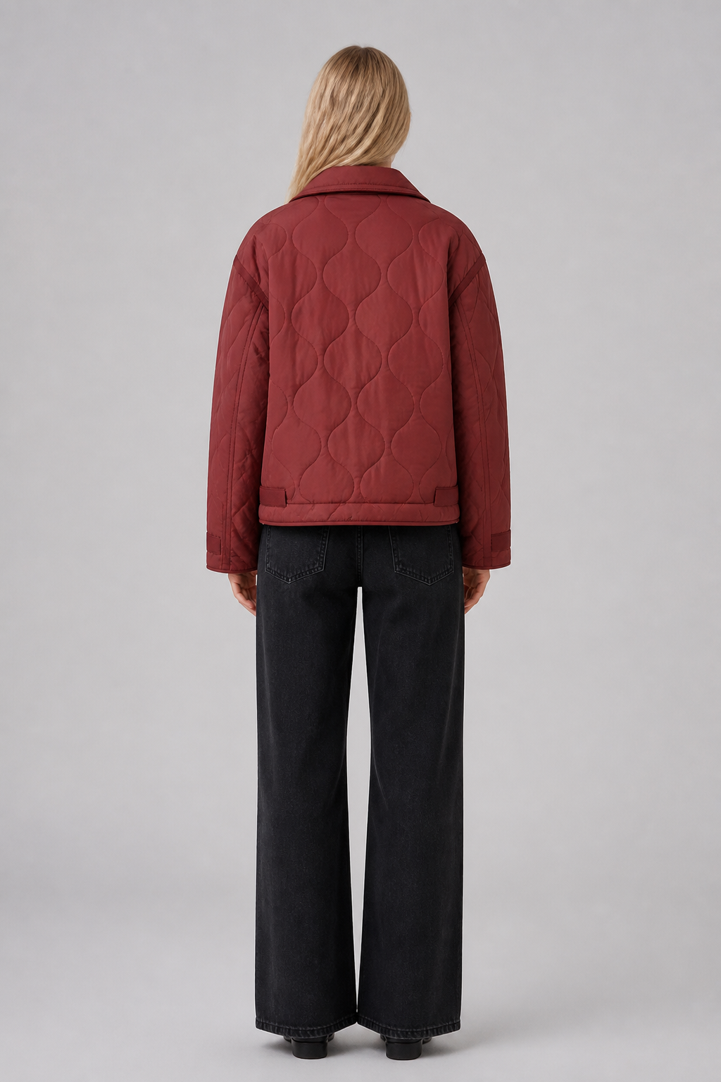Veste matelassée à col montant bordeaux, studio dos