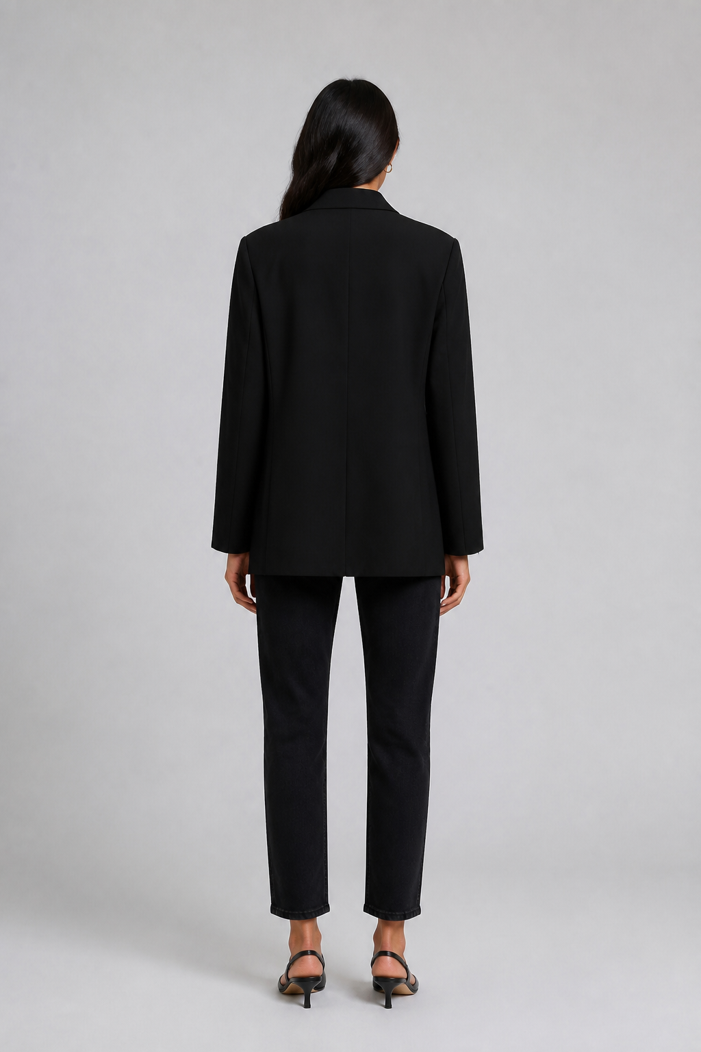Blazer oversize noir à double boutonnage - Black, studio dos