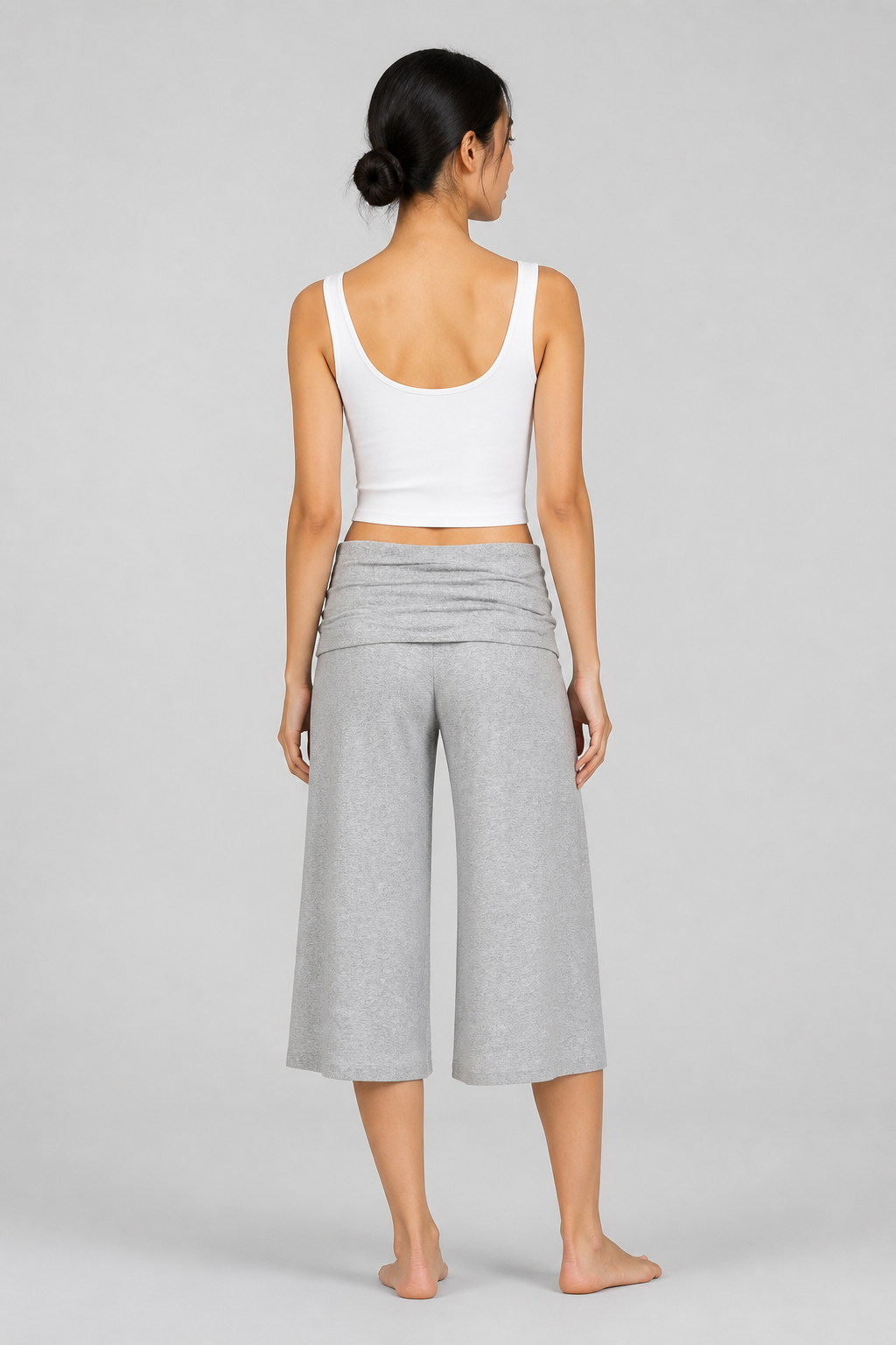 Pantalon court taille basse gris, studio dos