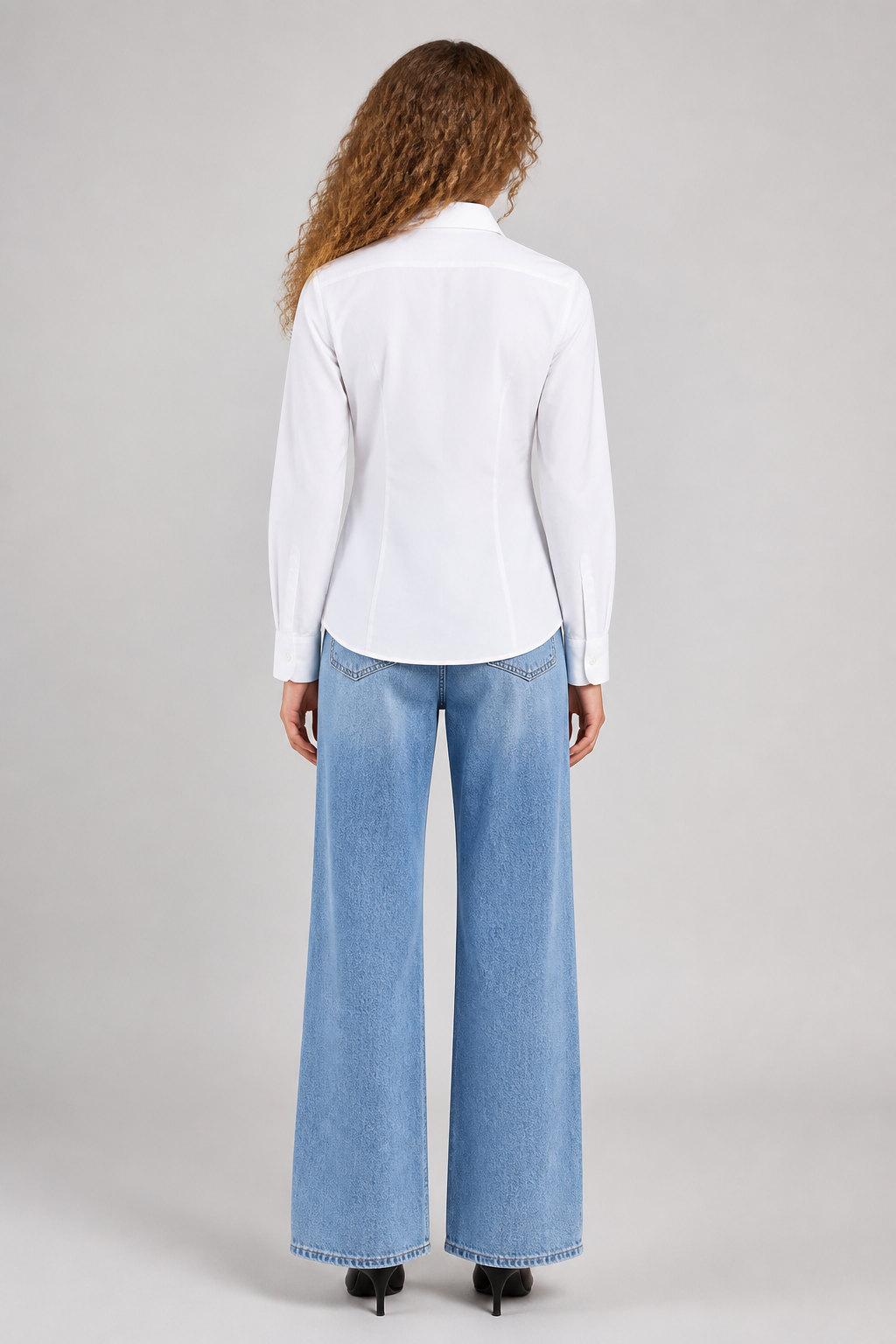 Chemise en coton blanc à logo brodé, studio dos