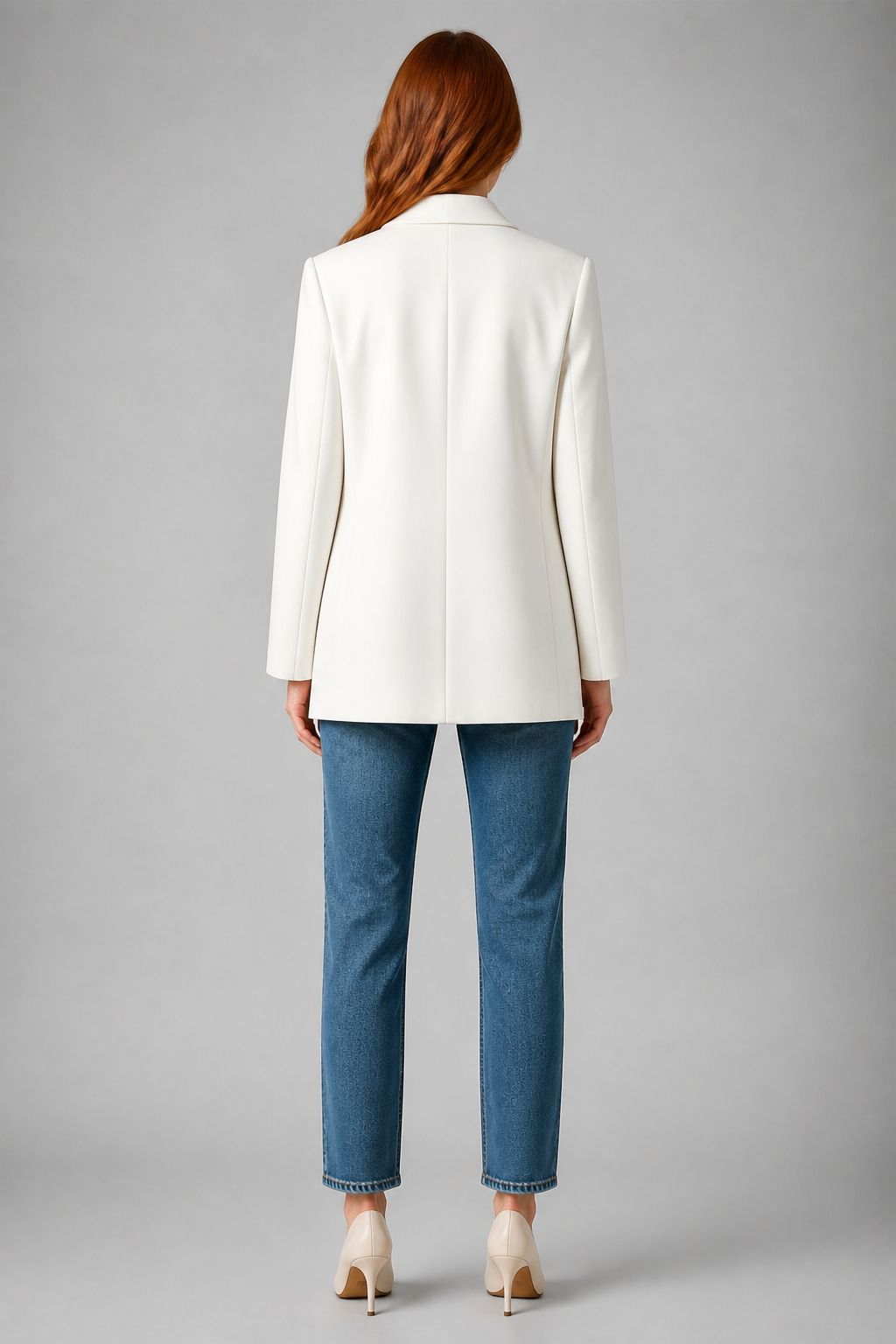 Blazer oversize boutonné blanc - White, studio dos