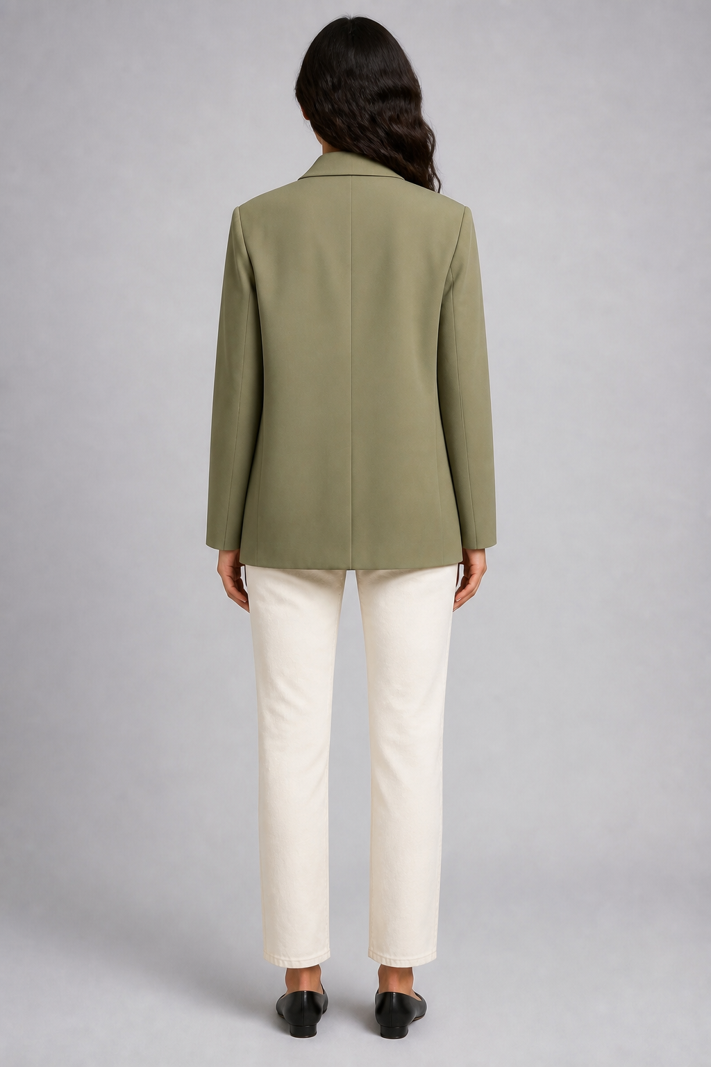 Blazer croisé vert olive à poches - Green, studio dos