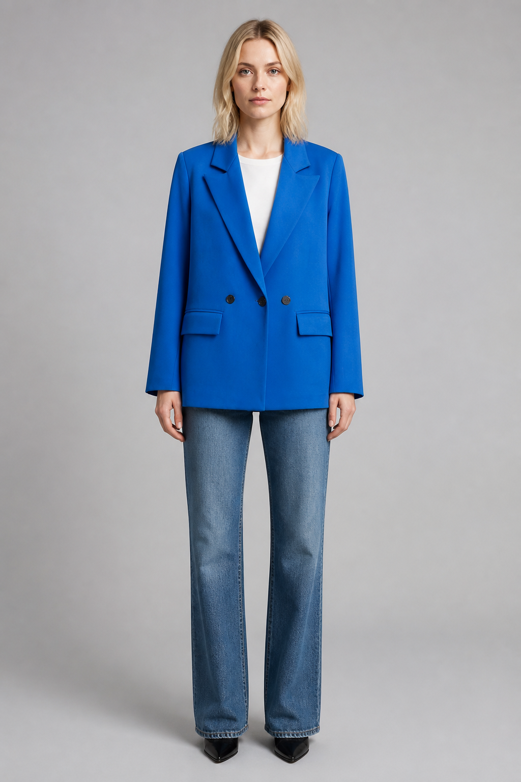 Blazer croisé bleu roi - Blue, studio face