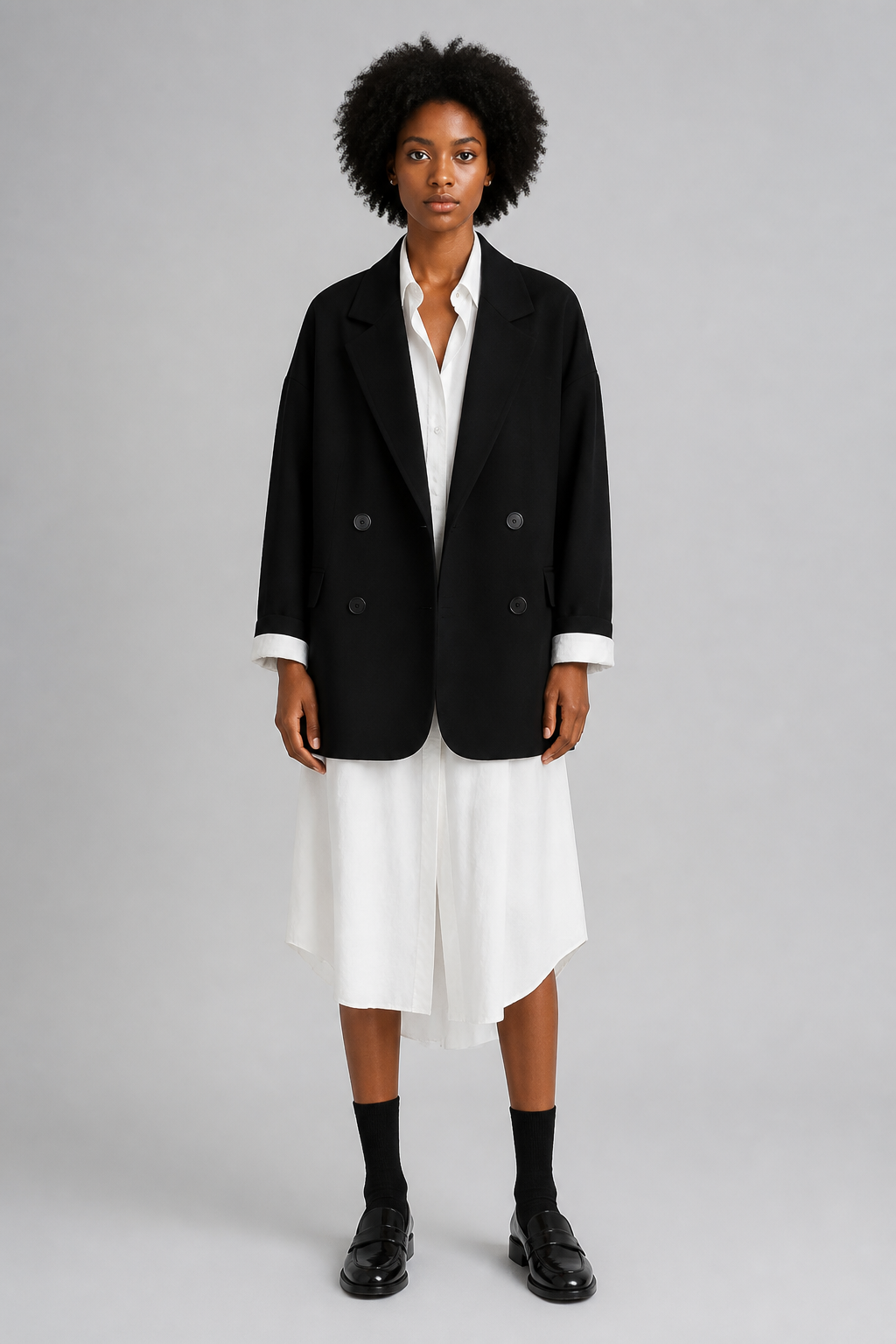 Blazer oversize croisé noir - Black, studio face