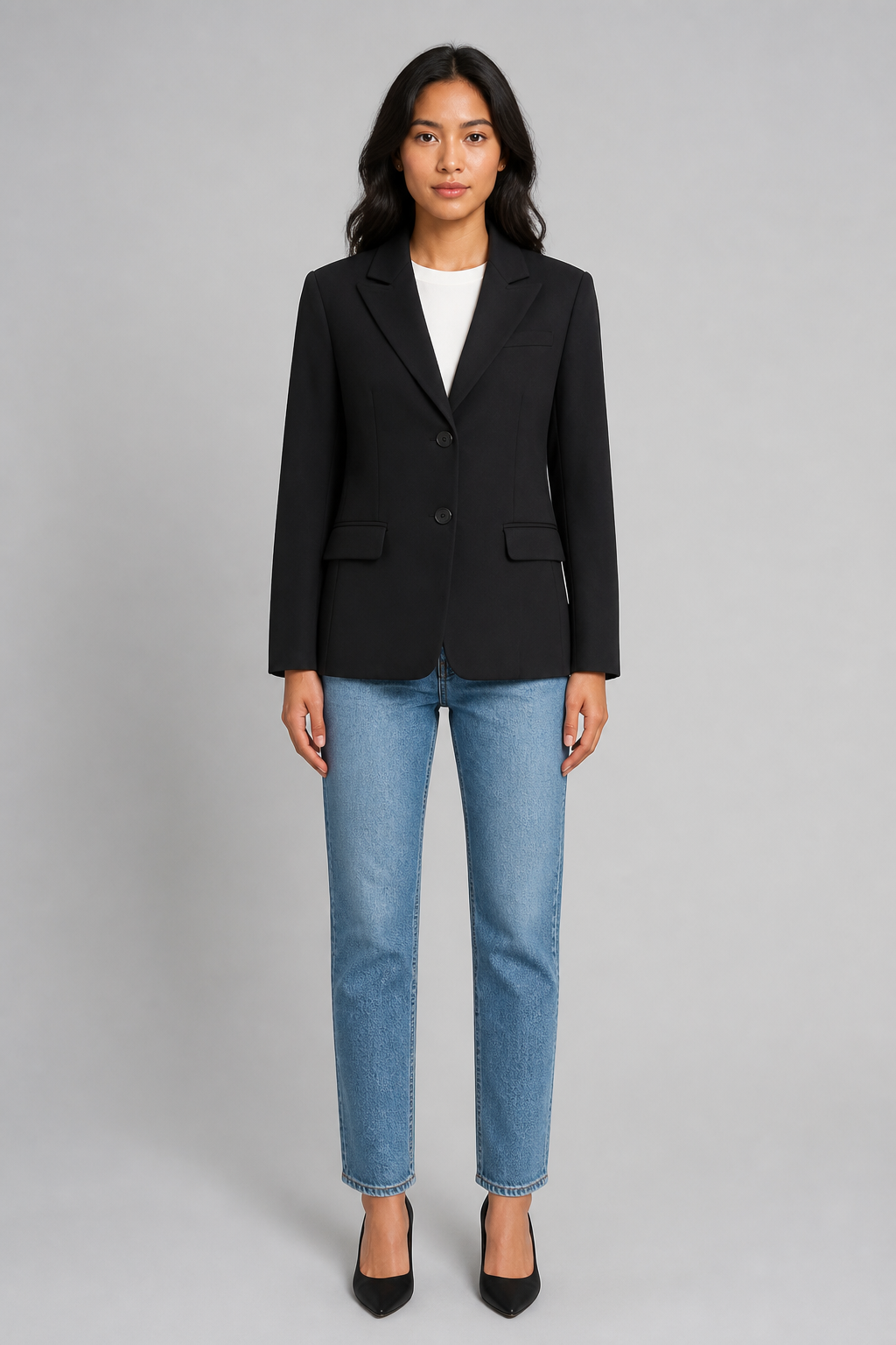 Blazer cintré à épaulettes noir - Black, studio face